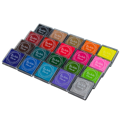 20 Colors Ink Pad Stamps, Washable Safe Craft Inkpad for Rubber Stamps, Rainbow DIY Fingerprint Stamp Pad for