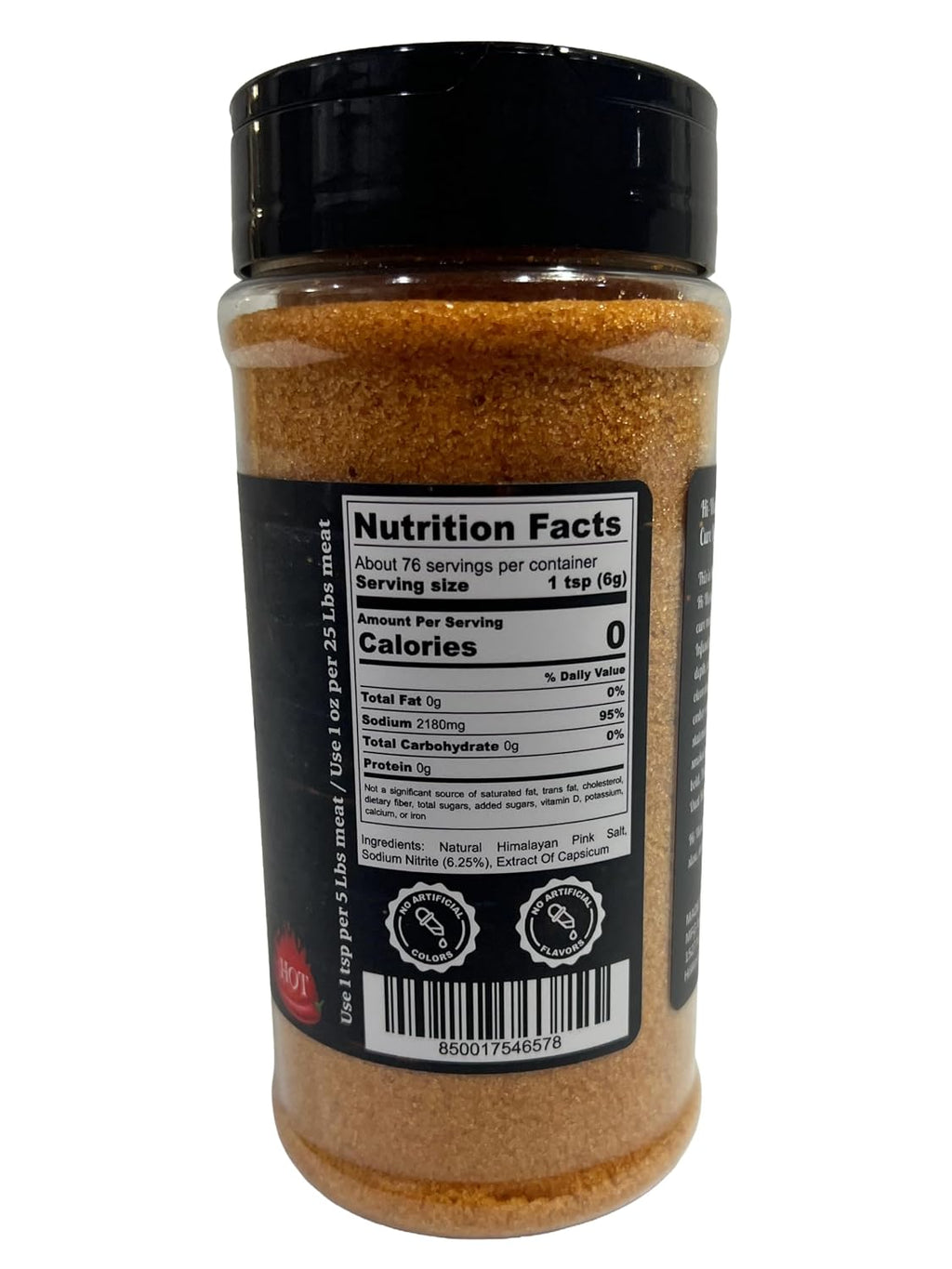 Red Dust Black Label Curing Salt, Premium Meat Curing Salt No. 1, 16 oz, with 6.25% Sodium Nitrite, Capsicum Extract