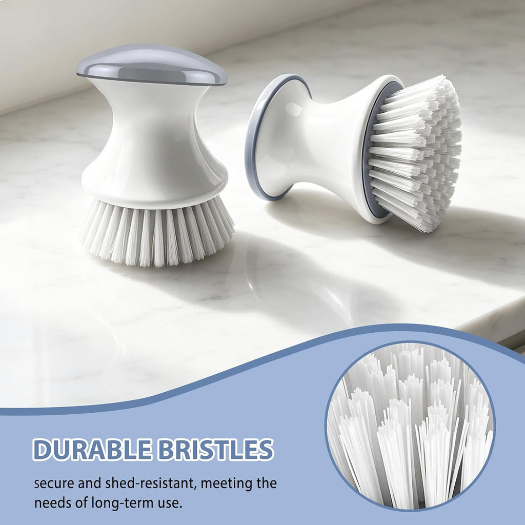 Dish Scrub Brush,2 Pack Kitchen Scrub Brush for Dishes Grey White