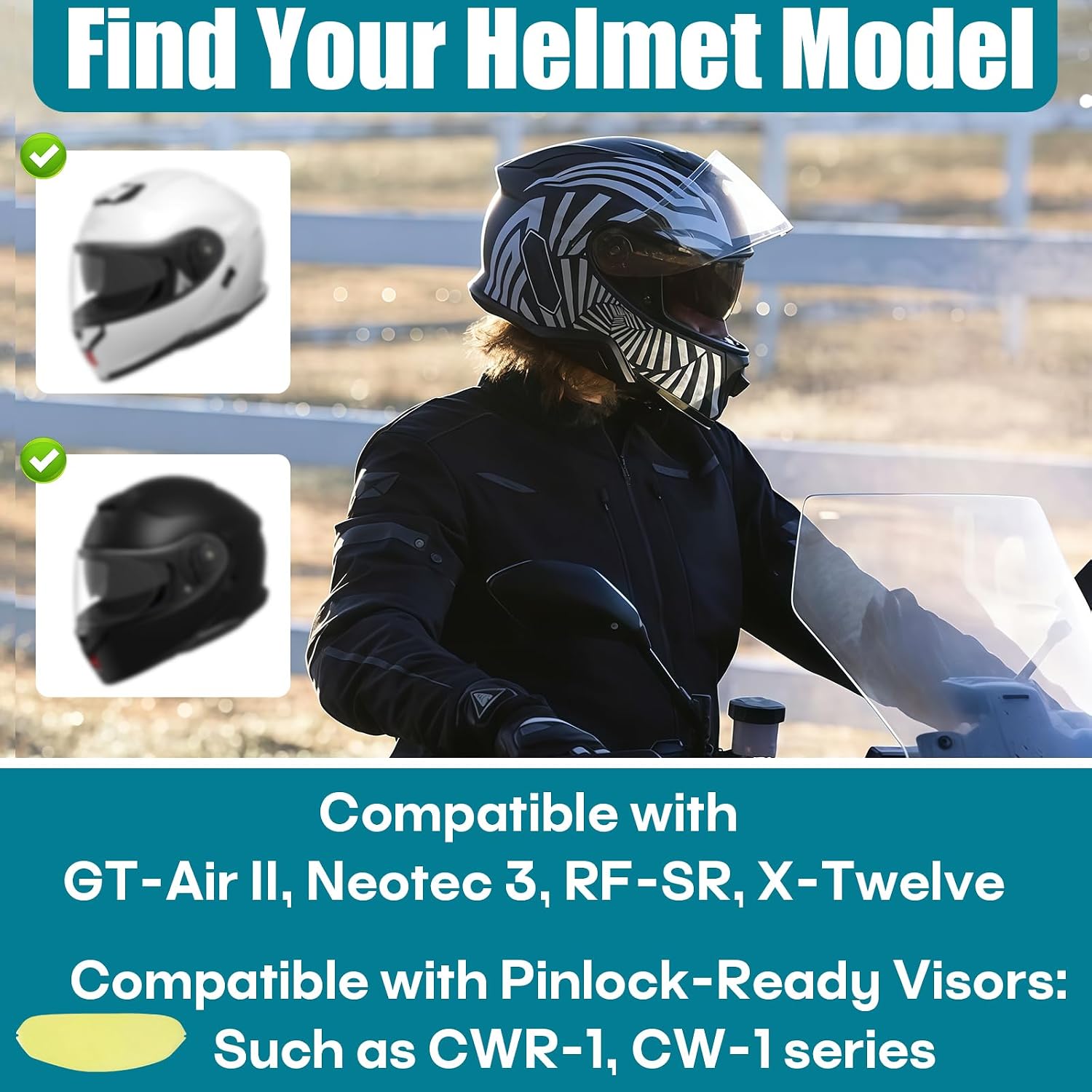 Anti-Fog Insert Lens Compatible with Shoei CWR-1/CW-1/CNS-1 Pinlock EVO | Compatible with Pinlock Visor Insert