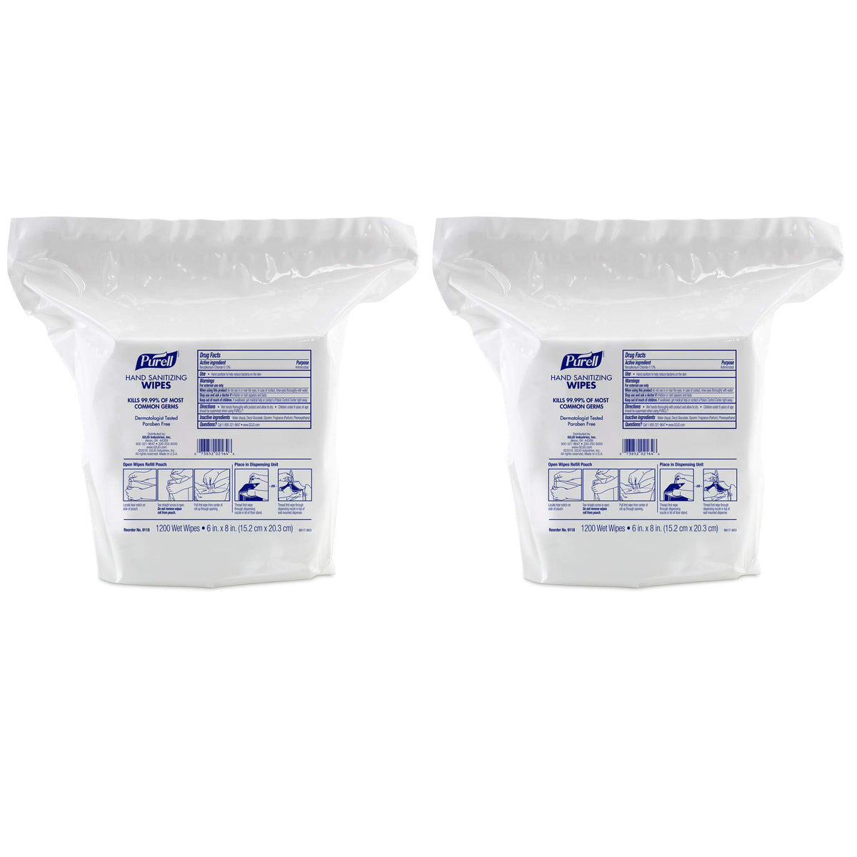 Hand Sanitizing Wipes Dispenser Refill, 2pk x 1200ct - 9118-02