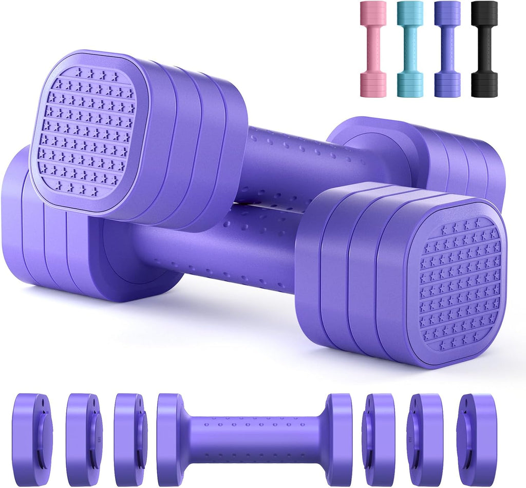 Hand Weights for Women at Home 2-5 lb Light Adjustable Dumbbells Set | Adjustable 2-5 lb(A Pair 4lb 6lb 8lb 10lb)