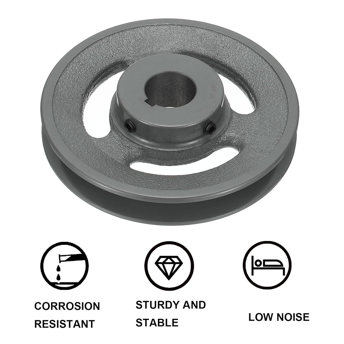 uxcell BK60-1 1/8 V-Belt Sheave 1-1/8"Bore 5.75"OD Single Groove Web Sheave Bored-to-Size Sheave, Cast Iron, Belt Section for 3L or B Belt