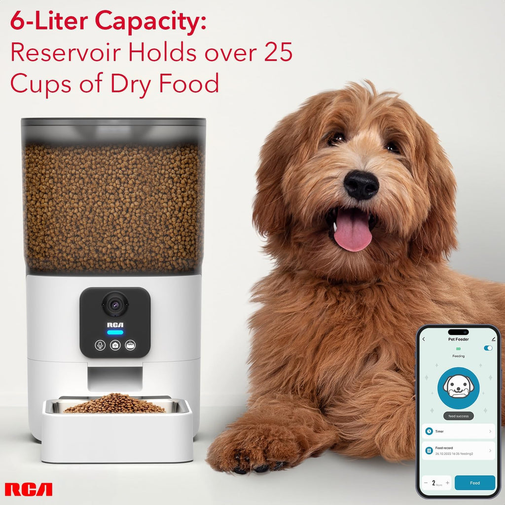 Automatic Cat Feeder with Camera, WiFi Pet Feeder for Dogs, 6L Capacity