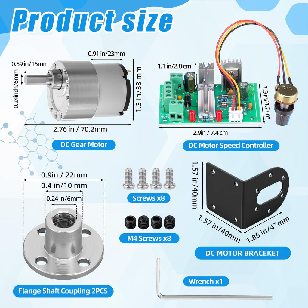 Copkim 12V DC Geared Motor Kit, 5rpm