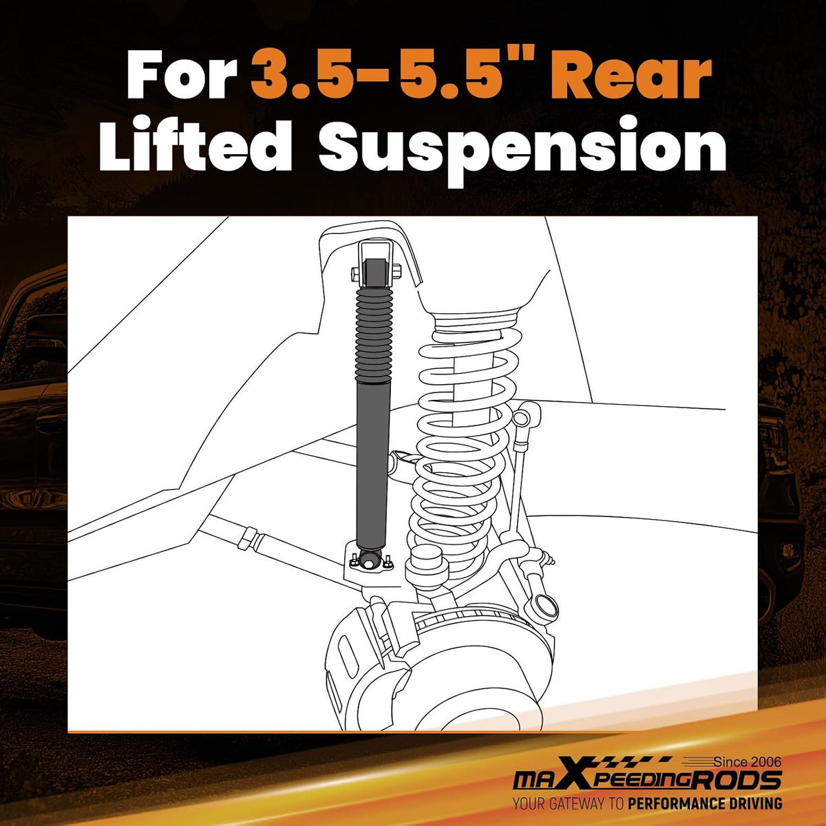 maXpeedingrods Fit 3.5-5.5" Lift Rear Shocks for Ram 1500 4WD 2009-2024