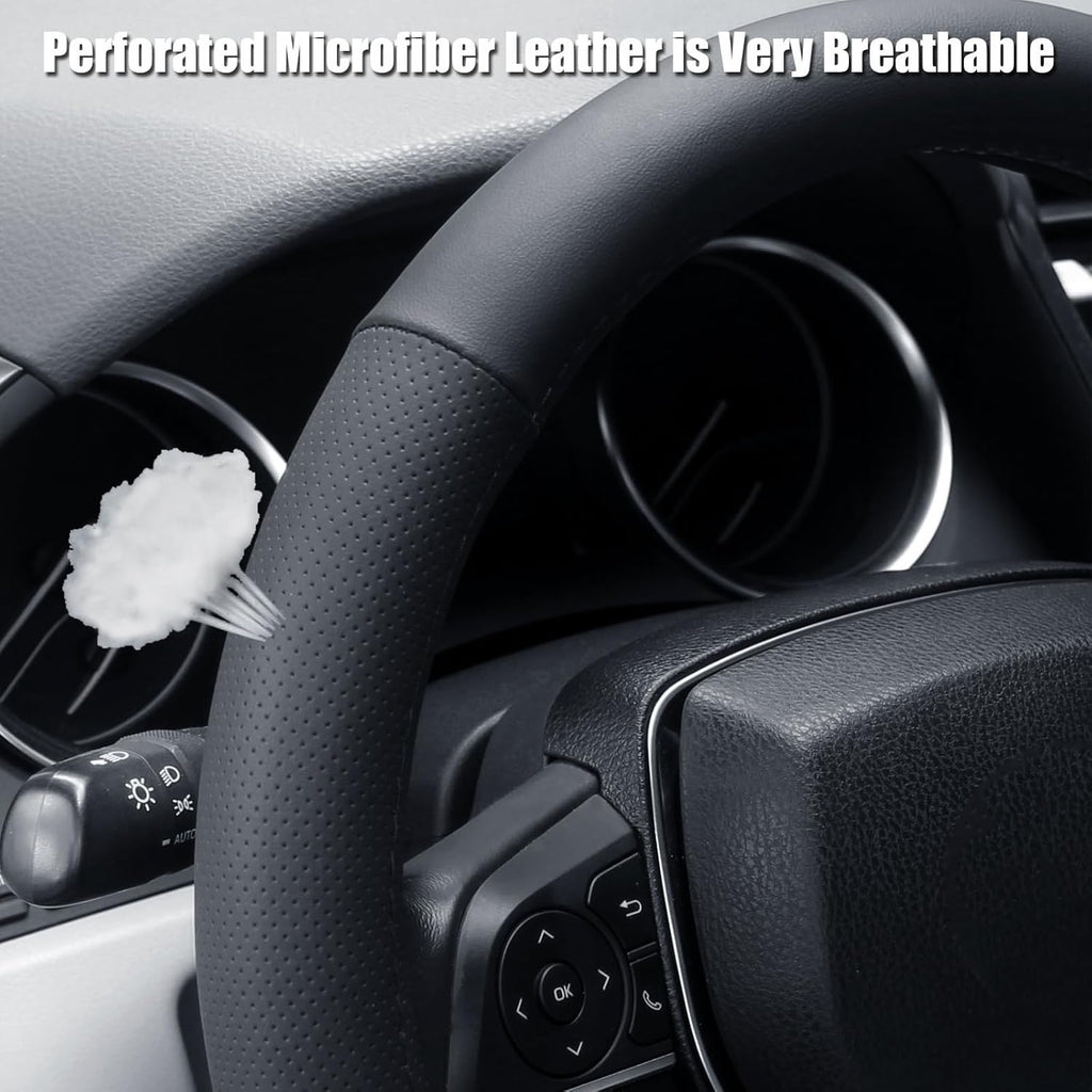 Steering Wheel Cover Standard Size 14.5-15 inch, Non-Slip Car Wheel Cover Protector, Non-Folding Packaging