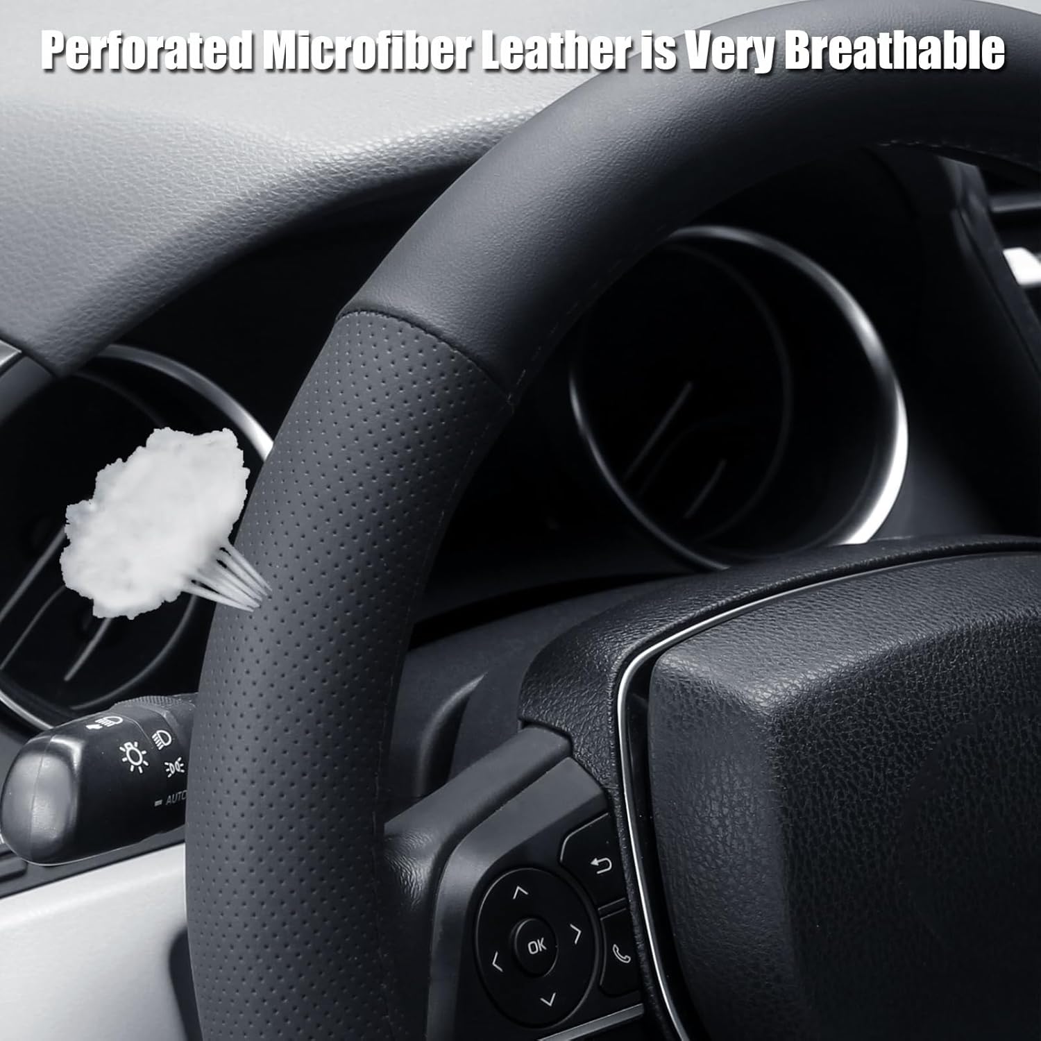 Steering Wheel Cover Standard Size 14.5-15 inch, Non-Slip Car Wheel Cover Protector, Non-Folding Packaging