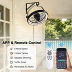 23" Wall Mount Fan with Light,Plug in Wall Fan with Remote/App Control