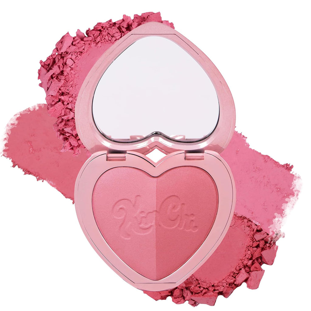 KimChiChic Beauty Thailor Blush Duo, Heart Compact Powder Blush for Cheeks