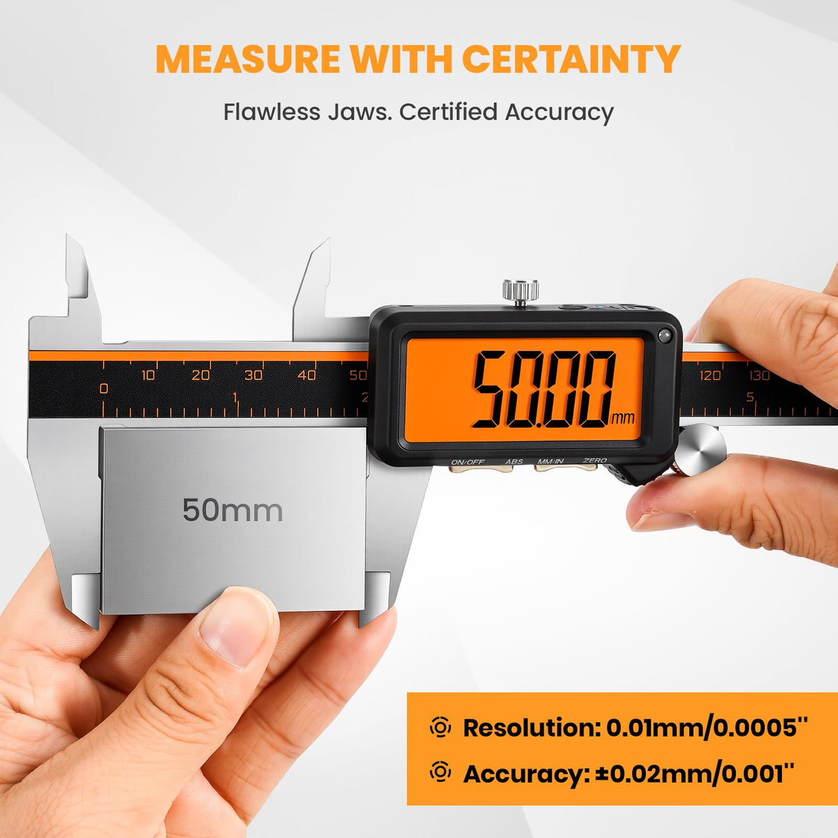 HARDELL Digital Caliper 6" USB-C – Anti-Glare Orange Screen(No Backlight)