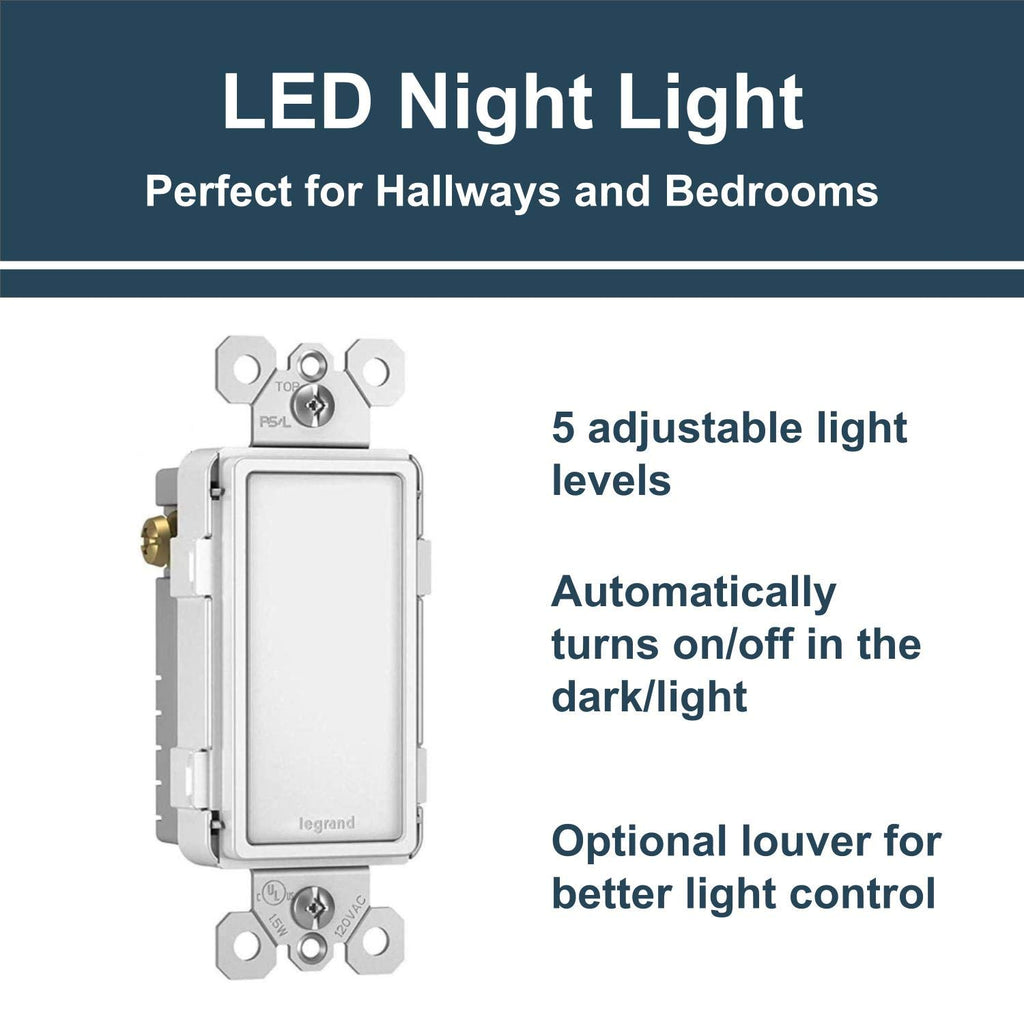 Legrand Radiant 15 Amp Full 5-Level Adjustable LED Night Light Outlet White
