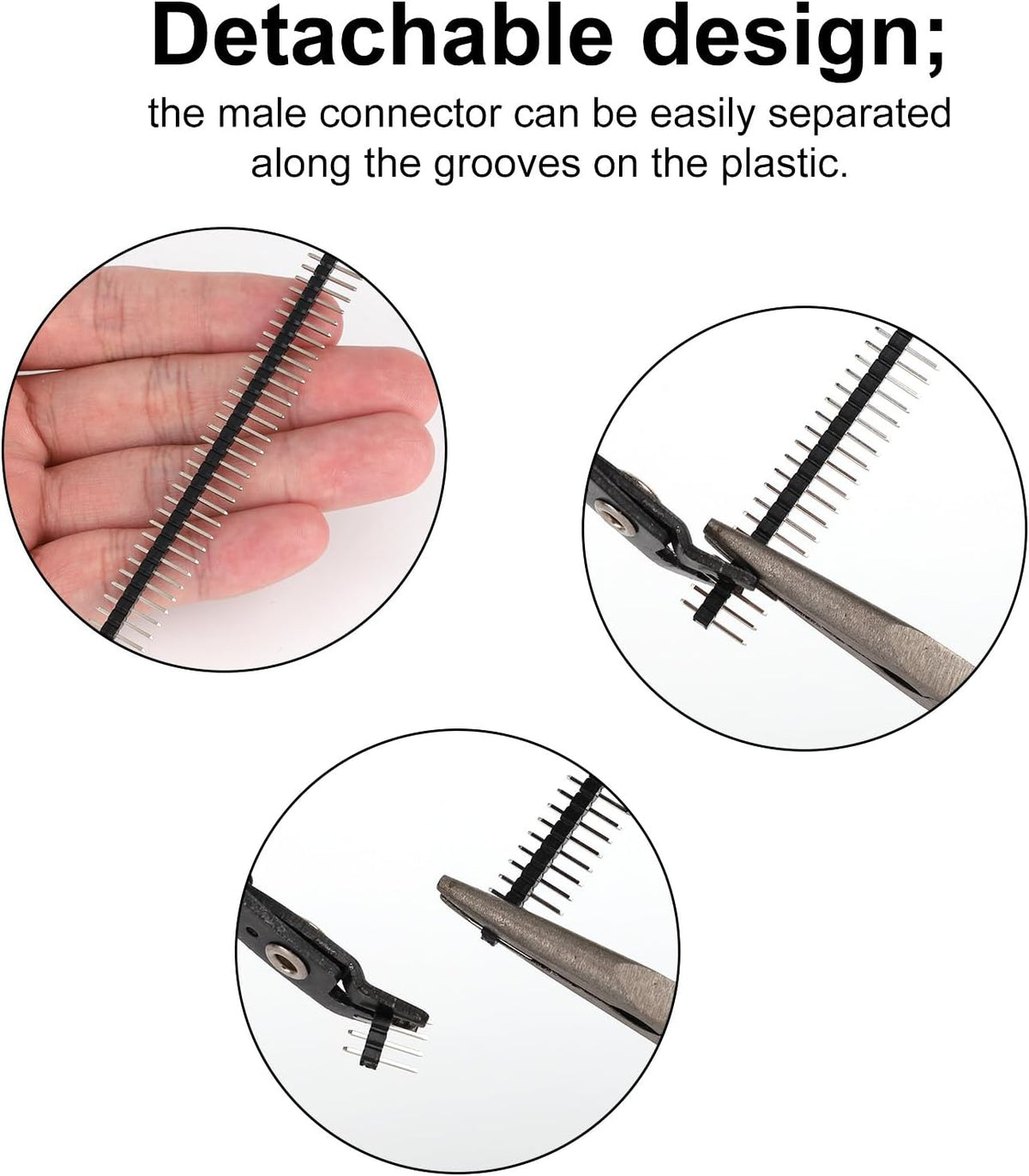 20pcs 2.54mm/0.1in Male Header Pins, 40 Pin Breakaway Strip