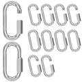 phepetroll M12-12 Pack 4.17“ Quick Links Chain Connectors, 1/2" Galvanized Chain Locking Hooks, 2500LBS Heavy Duty Thread Quick Link Clips, Twist Oval Keychain D Shape for Swing, Backpack, Key Ring