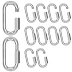 phepetroll M12-12 Pack 4.17“ Quick Links Chain Connectors, 1/2" Galvanized Chain Locking Hooks, 2500LBS Heavy Duty Thread Quick Link Clips, Twist Oval Keychain D Shape for Swing, Backpack, Key Ring