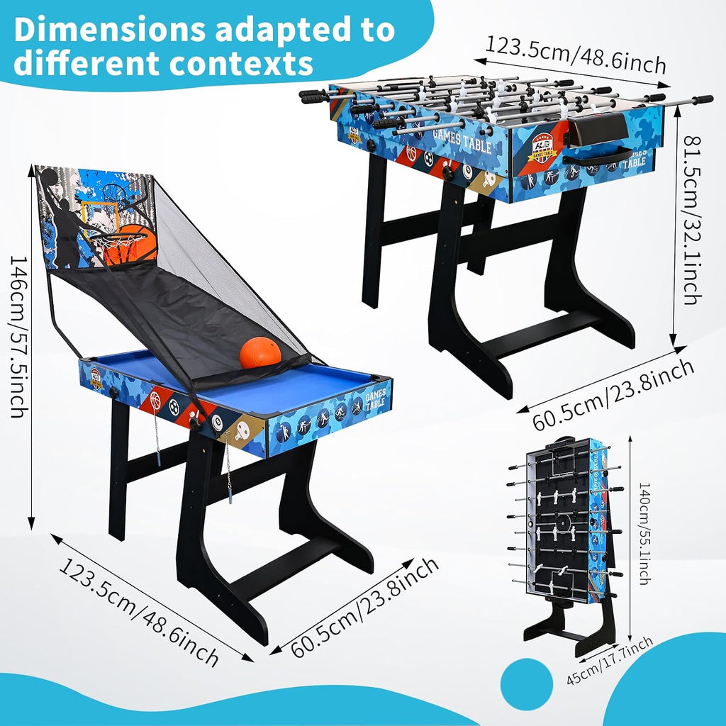 5 in 1 Multi Combo Game Table,Folding Multi Game Combination Table Set with Soccer Foosball Table,Pool Table,Hockey