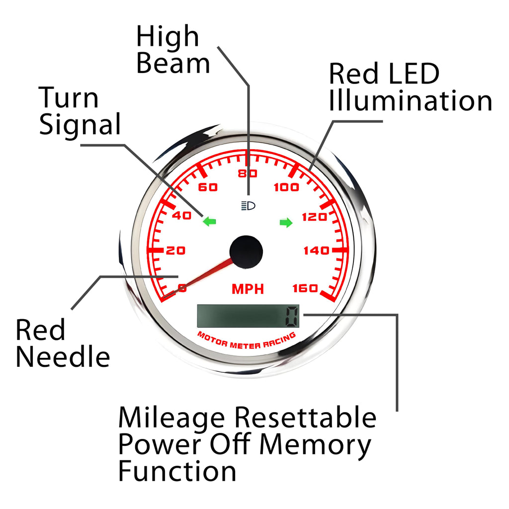 MOTOR METER RACING 85mm 3-3/8" W Pro GPS Speedometer