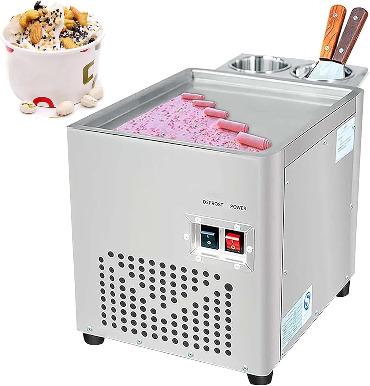 220v Fried ice cream roll machine, commercial stainless steel rolled ice cream machine