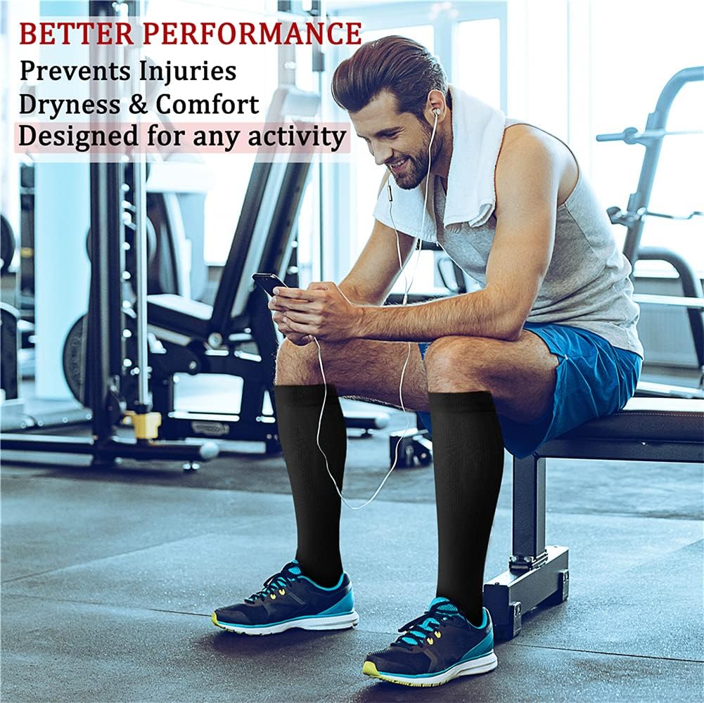 Compression Socks for Women & Men Circulation (8 Pairs) 15-20 mmHg Best Calf Socks Support for Athletic Cycling