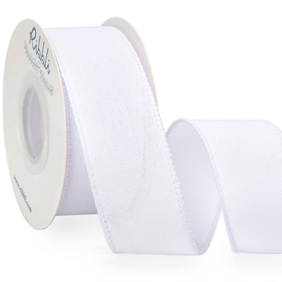 White Linen Wired Ribbon, 1-1/2 Inch x Continuous 10 Yard, White Burlap Wired Ribbon for Wreaths, Big Bow Crafts