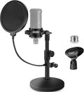 Mic Stand Desk Desktop Microphone Stand Shock Mount Pop Filter | Rock Solid, Dual-Layer Pop Filter, 9.8" - 14" Height