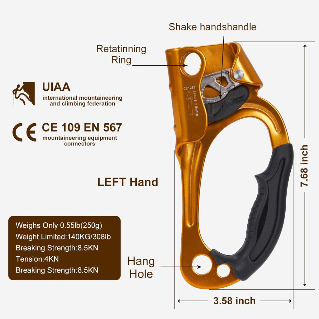 Hand Ascender Outdoor Mountaineering Tree Arborist Rappelling Equip Hand Ascender for 8~13MM Rope