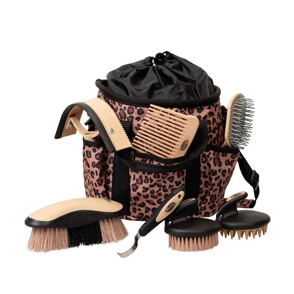 Horse Grooming Kit, 7-Piece Horse Brush Set with Organizer Tote Bag, Hoof Pick, Comb, Sweat Scraper, Equine Tools for