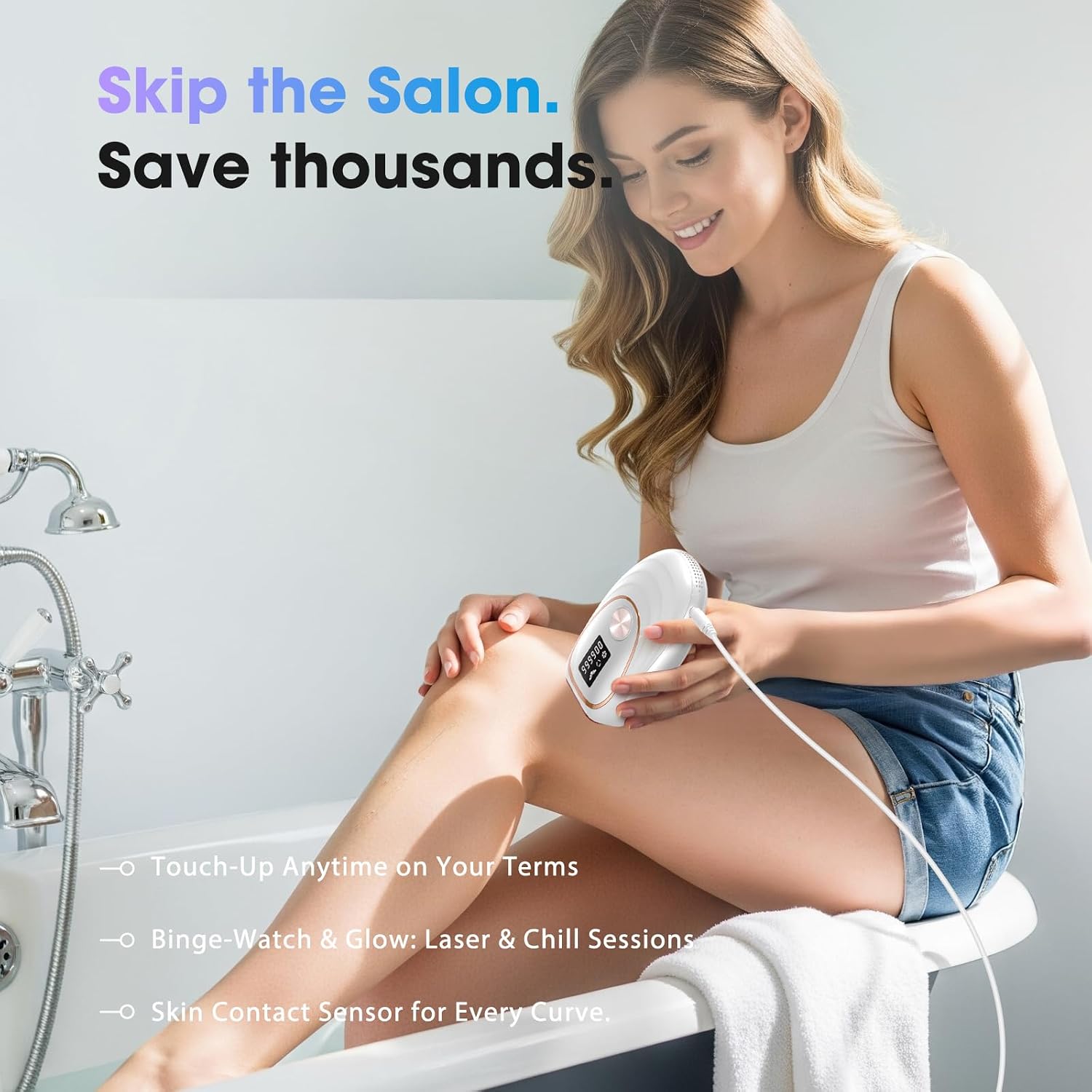 IPL Laser Hair Removal Device for Women & Men - Home 45°F Ice-Cooling Contact for Painless & Long-Lasting Results