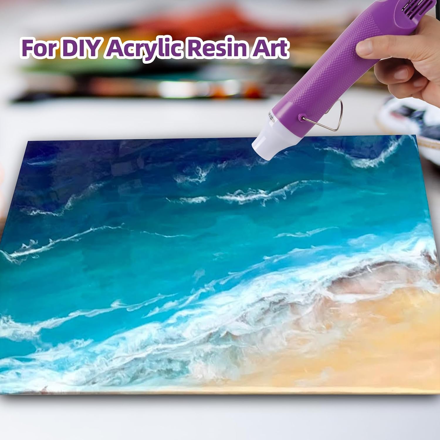 Bubble Removing Tool for Epoxy Resin and Acrylic Art, DIY Glitter Tumblers, Specially-Designed Heat Gun for Making