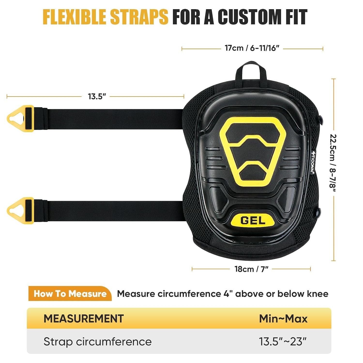 Gel Knee Pads for Work, Professional Heavy Duty Work Knee Pads for Men with Soft Foam and Gel Cushion for Men
