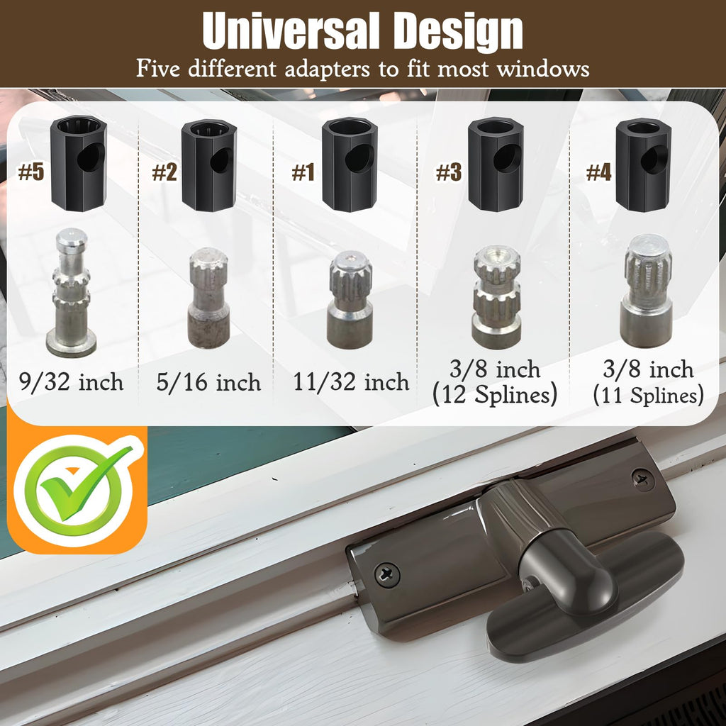 8 Pack Universal Tee Crank Casement Window Handles, Satin Bronze