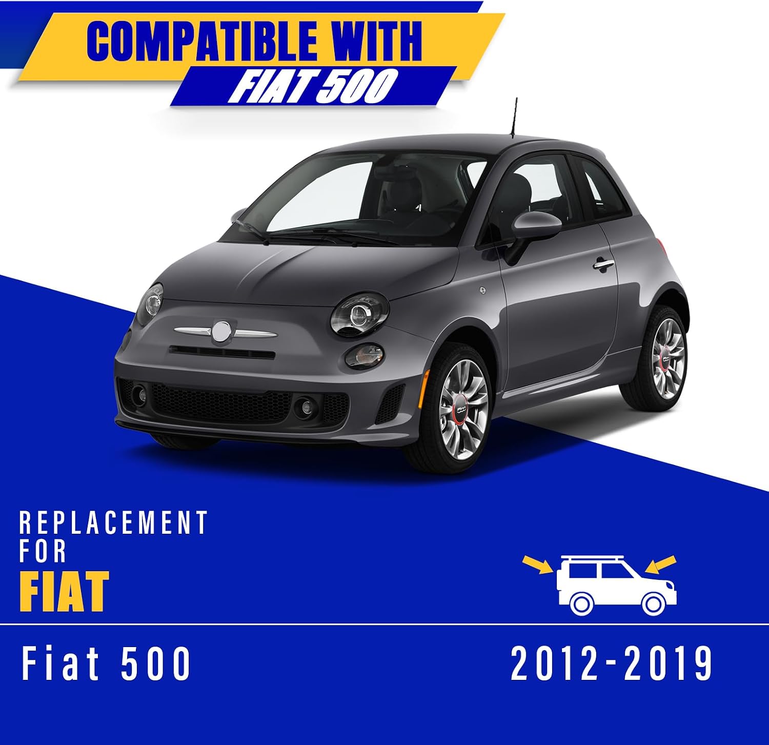 3 wipers Replacement for 2012-2019 Fiat 500, Windshield Wiper Blades Original Equipment Replacement - 24"/14"/12"
