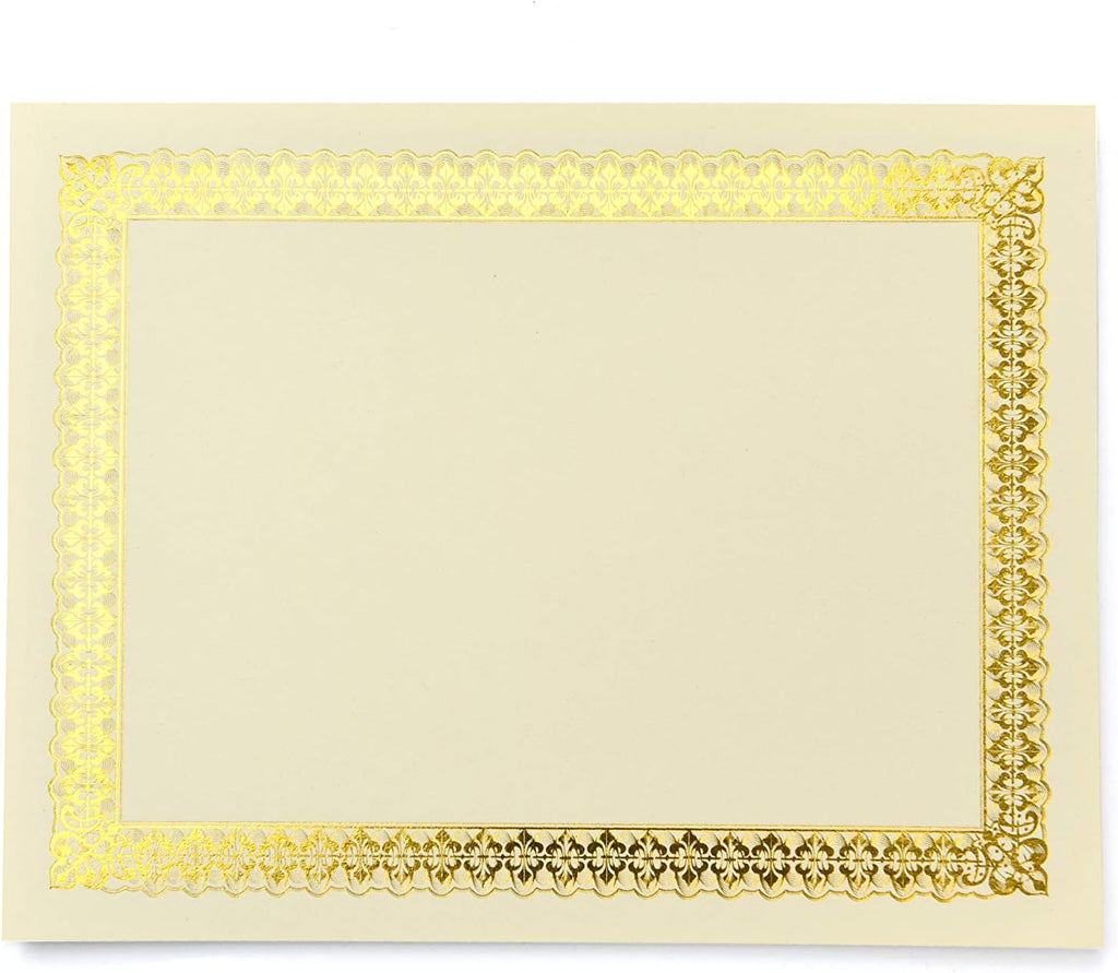 Certificate Kit, 60 Black Holders + 60 Papers, Black & Gold | 60ct black certificate holders & 8.5" x 11"