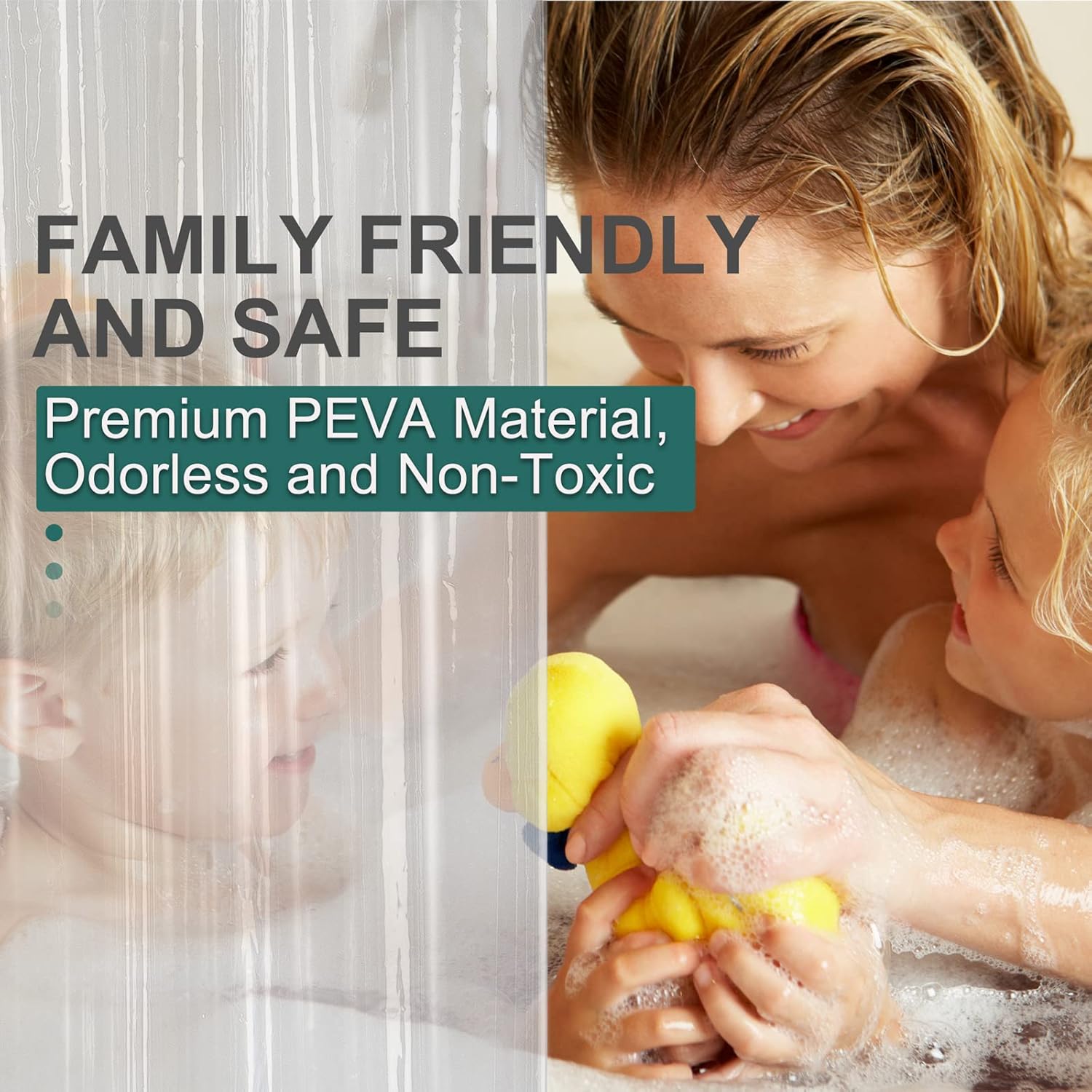 Plastic Shower Curtain Clear Premium PEVA, Clear Shower Curtain Heavy Duty 8G, Weighted Shower Curtains for Bathroom