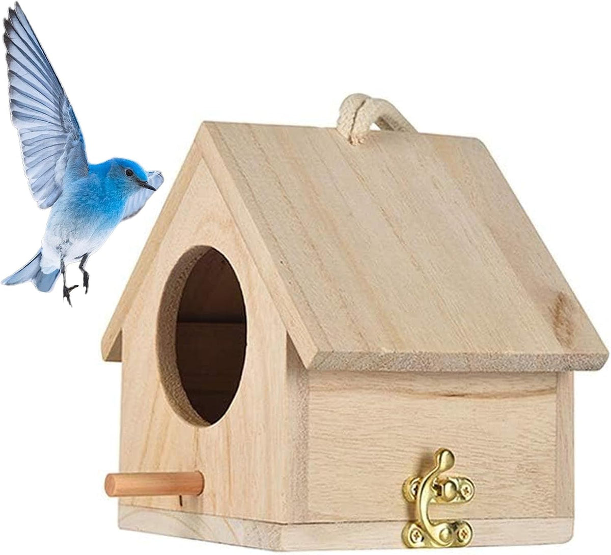 Wooden Bird House, Hanging Birdhouse for Outside, Garden Patio Decorative Nest Box Bird House for Robin Budgie