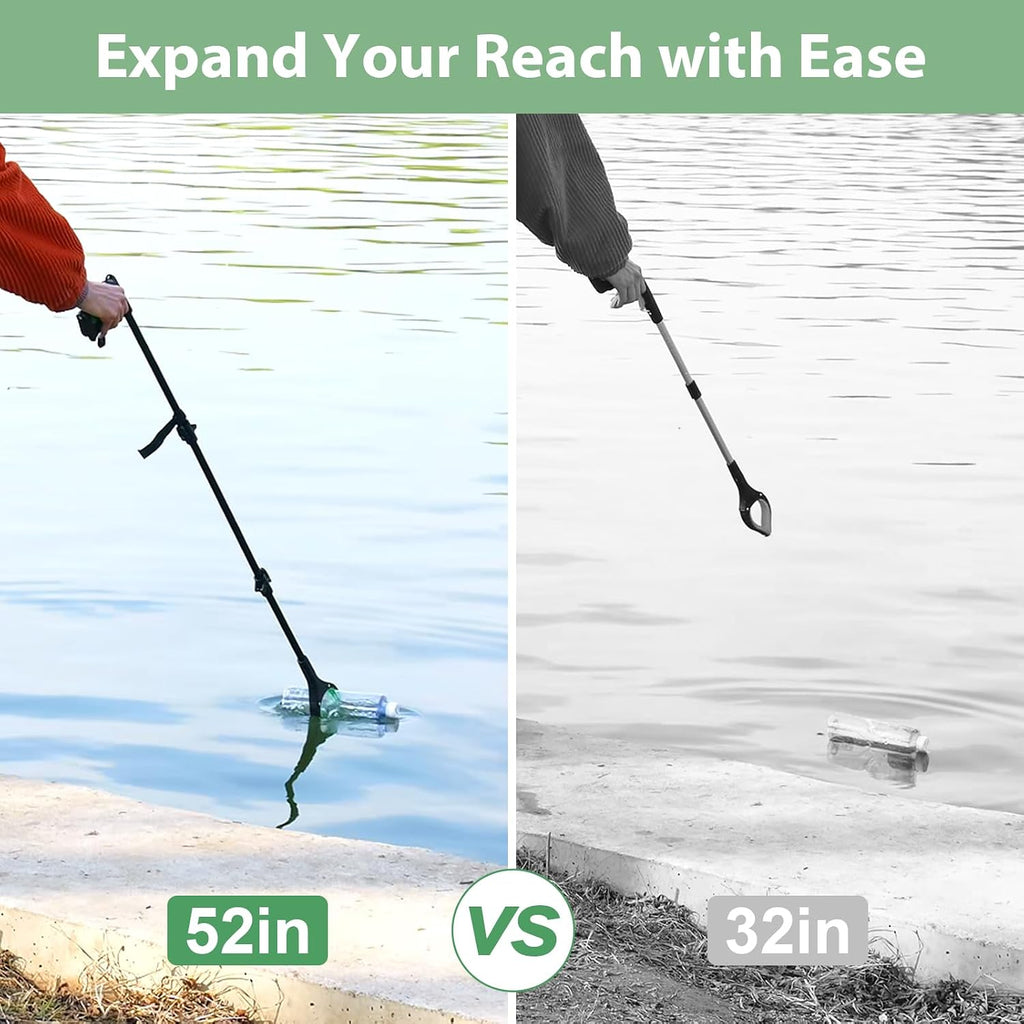 52" Extra Long Grabber Reacher Tool, Foldable Reacher Grabber Pickup Tool with Strong Magnetic & 360° Rotating