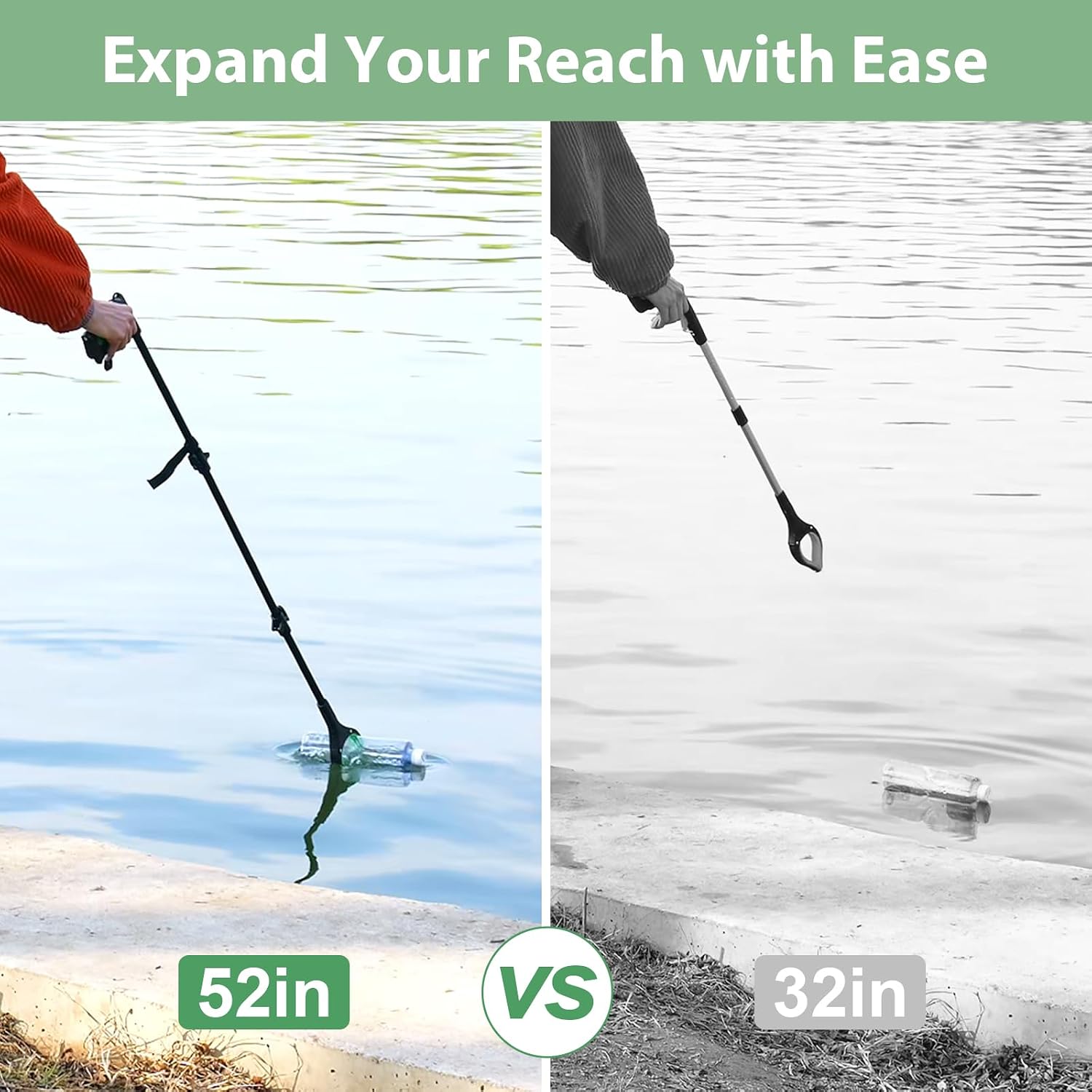 52" Extra Long Grabber Reacher Tool, Foldable Reacher Grabber Pickup Tool with Strong Magnetic & 360° Rotating