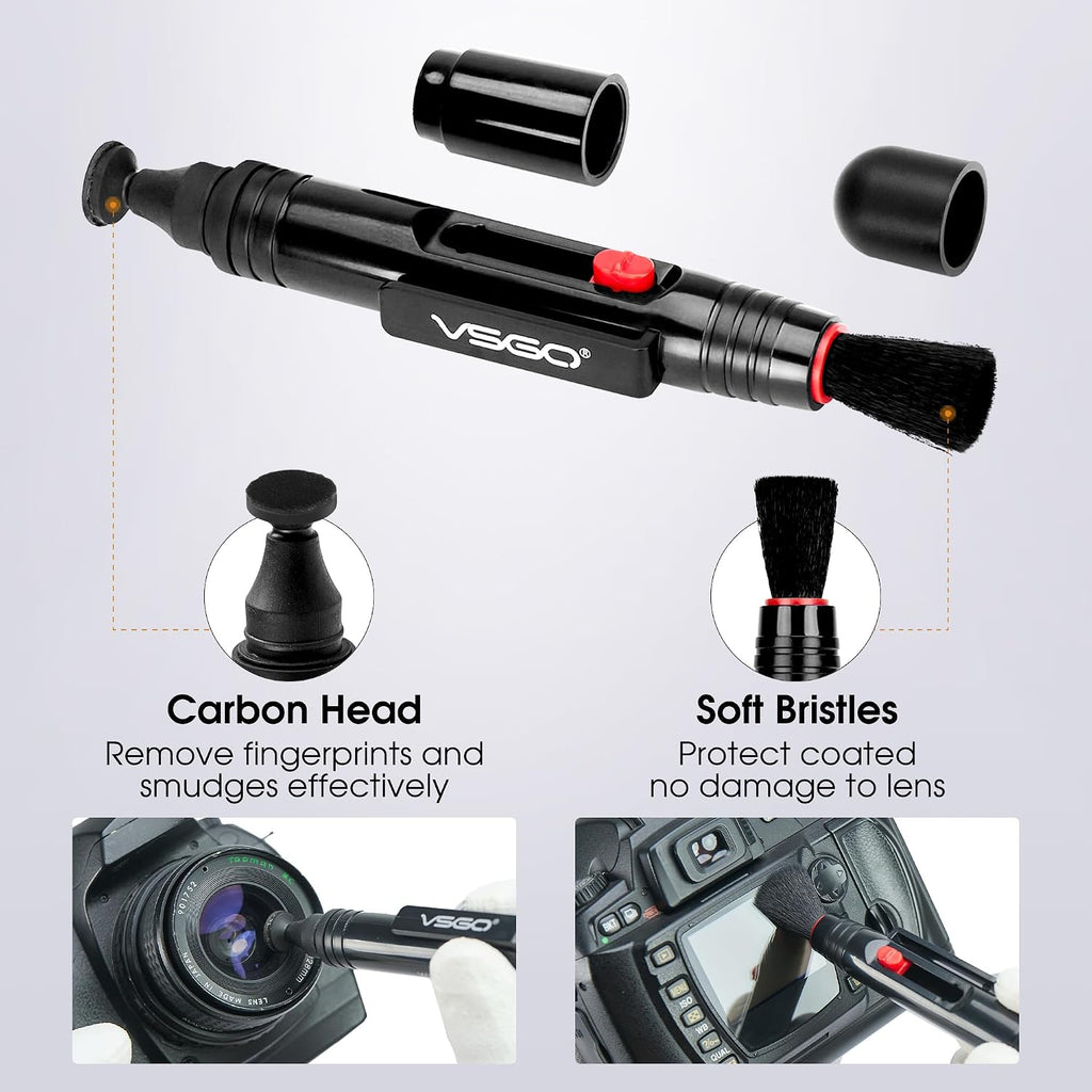 4-in-1 Camera Cleaning Kit for Canon, Nikon, Sony DSLR Cameras | Air Blower, Dual-Head Lens Brush Pen, Microfiber