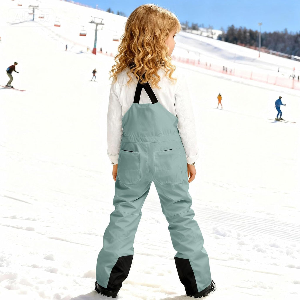 Kids Snow Bibs Girls Boys Insulated Snow Pants Winter Windproof Waterproof Ski Overalls Adjustable Snowsuit Pockets