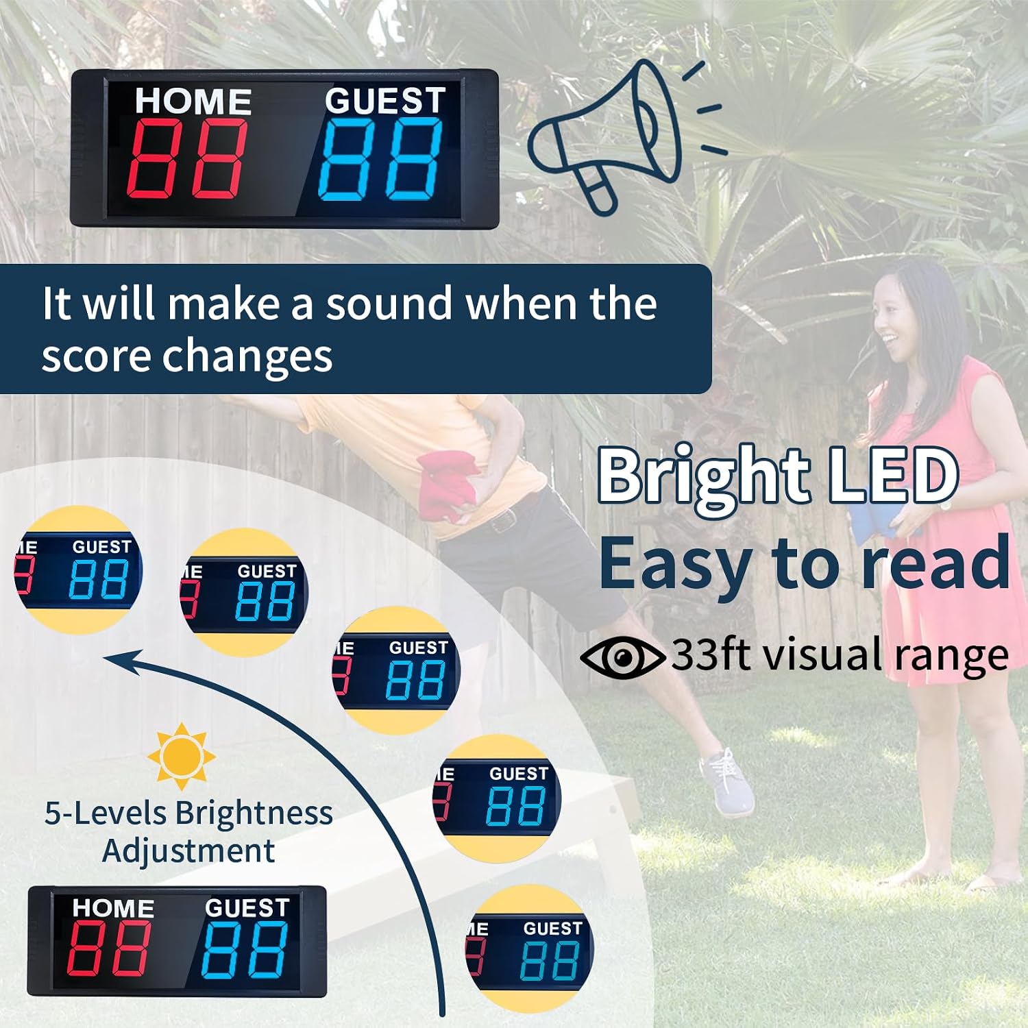 LED Portable Digital Scoreboard, Tabletop Electronic Scoreboard with Remote, Score Keeper for Games