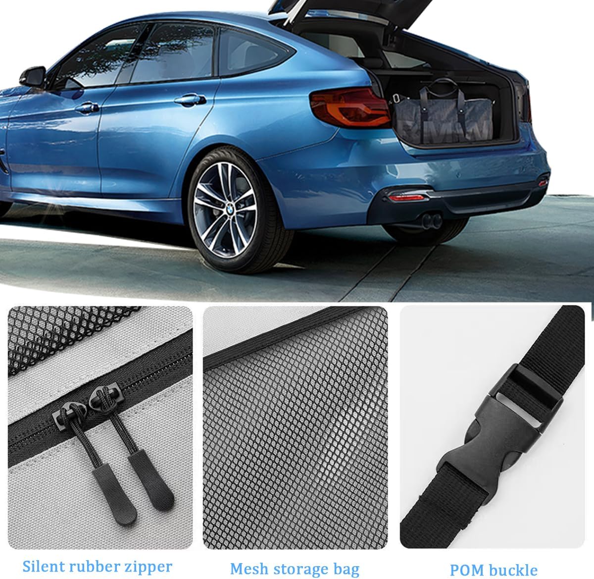 Car Trunk Organizer, Collapsible Large Capacity Vehicle Backseat Hanging Storage Bag with 9 Pockets, Automotive