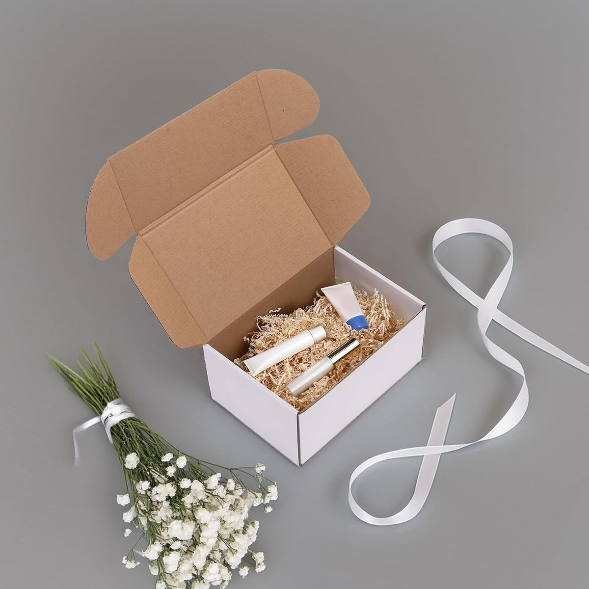 30 Pack 9x6x4 Shipping Boxes, White Corrugated Cardboard Mailer Box