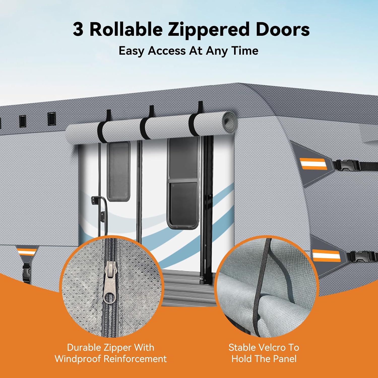 Travel Trailer Cover 27-30 FT, Heavy Duty 7-Layer RV Cover, Rip-Stop Camper Cover, Windproof with 5+2 Straps, UV &