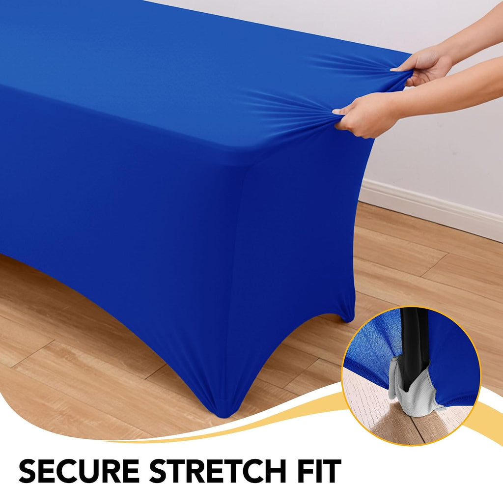 6-Pack Royal Blue Spandex Tablecloths for 6ft Rectangle Tables