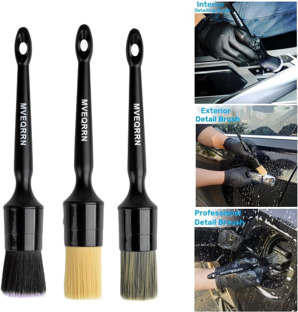 6pcs Car Detailing Brush Set-2pcs Boars Hair Car Detailing Brushes,2pcs Ultra Soft No Scratch Detailing Brush for Air