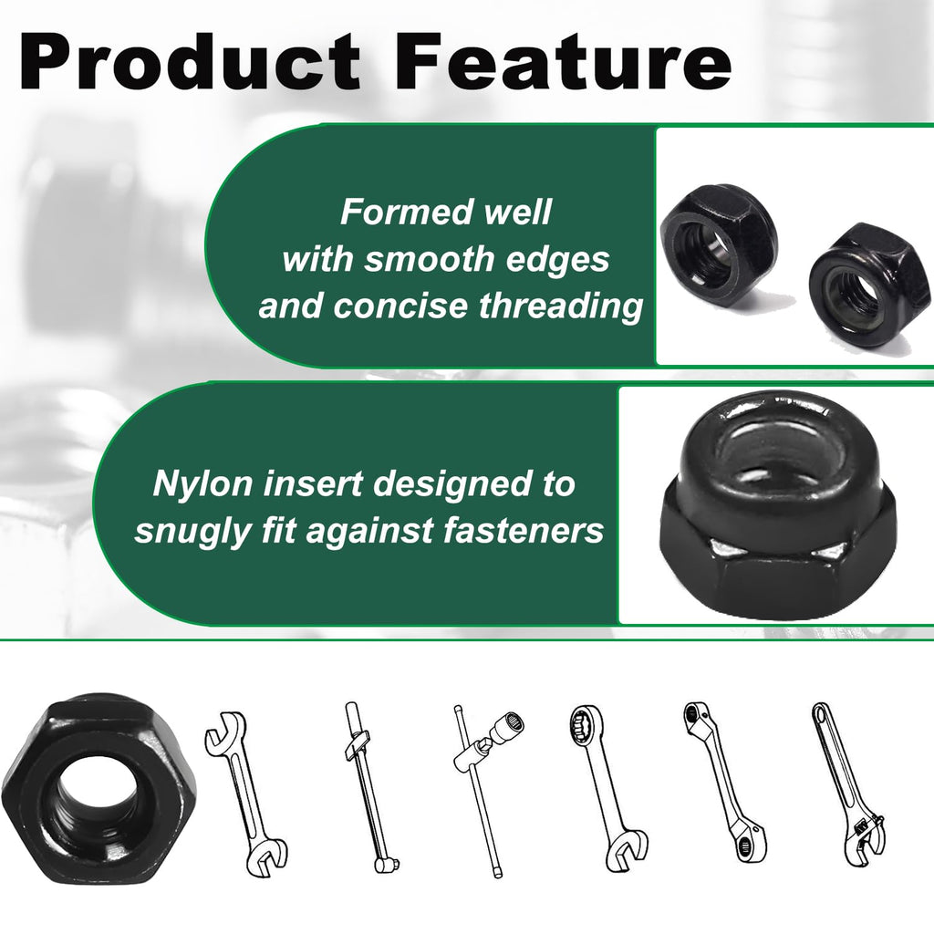 M3x0.5mm115 Pcs Locknuts Nylon Inserted Hex Lock Small Nuts Carbon Steel