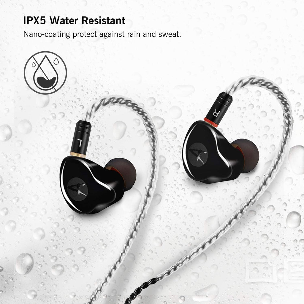 Dual Dynamic Driver IEM Earphones, HiFi Stereo In Ear Monitor Headphones | Wired Earbuds with Detachable Cable, Noise