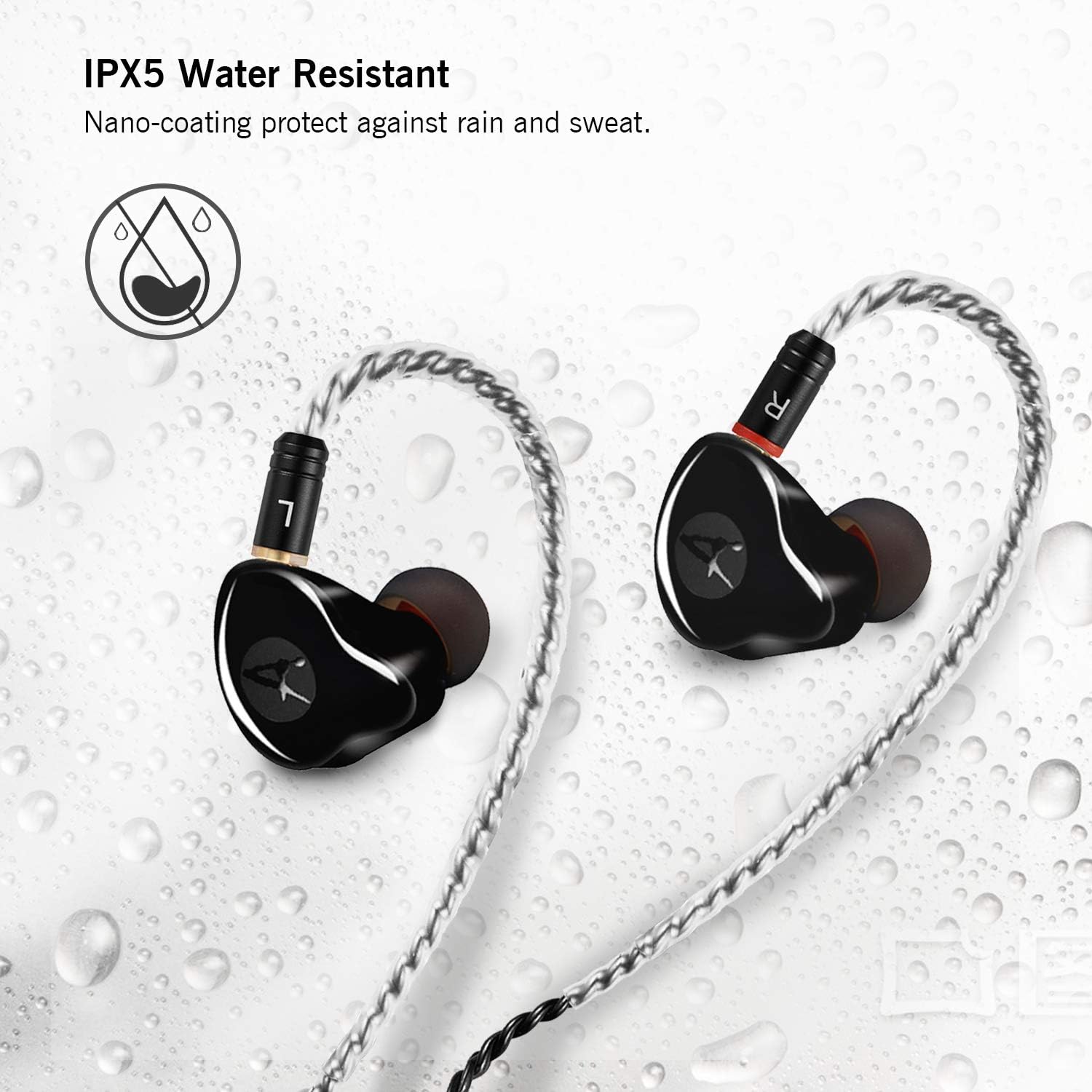 Dual Dynamic Driver IEM Earphones, HiFi Stereo In Ear Monitor Headphones | Wired Earbuds with Detachable Cable, Noise