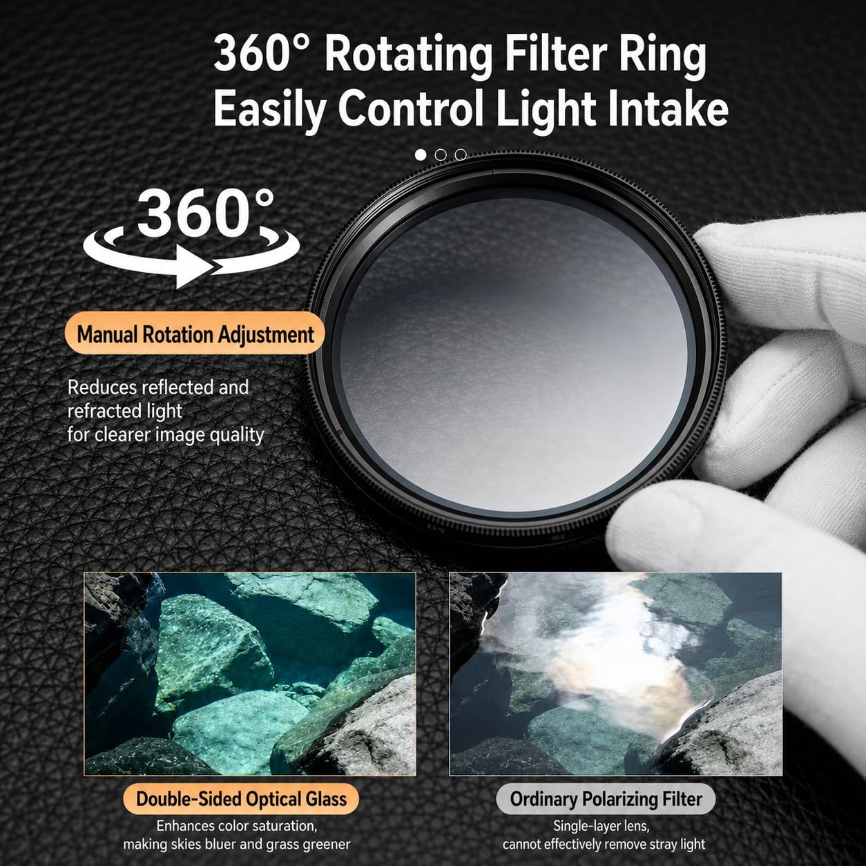 52mm Clip-on CPL Phone Camera Lens Filter Kit, Circular Polarizer Polarizing Filter Compatible with iPhone 17 16 15