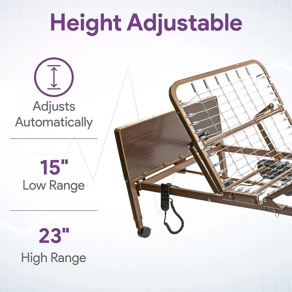 Full Electric Hospital Bed for Home Use with Half Rails - Medical Bed for Long Term Care and Medical Facilities - 36"